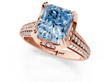 Rose gold Fancy Blue Radiant  Solitaire Pave Split Shank Ring with Four-Prong Setting_82