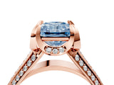 Rose gold Fancy Blue Radiant  Solitaire Pave Split Shank Ring with Four-Prong Setting_85