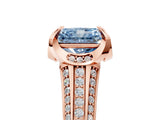 Rose gold Fancy Blue Radiant  Solitaire Pave Split Shank Ring with Four-Prong Setting_86
