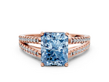 Rose gold Fancy Blue Radiant  Solitaire Split Shank Pavé Diamond Engagement Ring_386