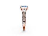 Rose gold Fancy Blue Radiant  Solitaire Split Shank Pavé Diamond Engagement Ring_388