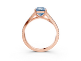 Rose gold Fancy Blue Radiant  Solitaire Split Shank Pavé Diamond Engagement Ring_389