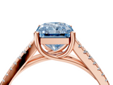 Rose gold Fancy Blue Radiant  Solitaire Split Shank Pavé Diamond Engagement Ring_390