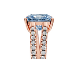 Rose gold Fancy Blue Radiant  Solitaire Split Shank Pavé Diamond Engagement Ring_391