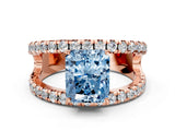Rose gold Fancy Blue Radiant  Solitaire Split Shank Pave Diamond Ring_49