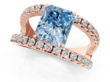 Rose gold Fancy Blue Radiant  Solitaire Split Shank Pave Diamond Ring_50