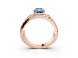 Rose gold Fancy Blue Radiant  Solitaire Split Shank Pave Diamond Ring_52