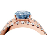 Rose gold Fancy Blue Radiant  Solitaire Split Shank Pave Diamond Ring_53