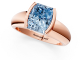 18K Rose Gold 2.92 Carat Blue VVS2 Radiant Solitaire Tension Set Diamond Ring with Wide Band
