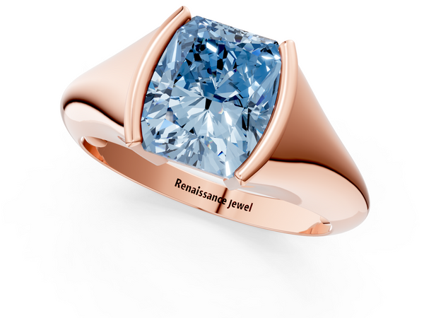 Rose gold Fancy Blue Radiant  Solitaire Tension Set Diamond Ring