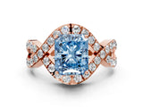 Rose gold Fancy Blue Radiant  Solitaire Twist Band Pavé Diamond Engagement Ring_32