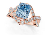 Rose gold Fancy Blue Radiant  Solitaire Twist Band Pavé Diamond Engagement Ring_33