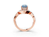 Rose gold Fancy Blue Radiant  Solitaire Twist Band Pavé Diamond Engagement Ring_35
