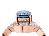 Rose gold Fancy Blue Radiant  Solitaire Twist Band Pavé Diamond Engagement Ring_36