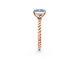 Rose gold Fancy Blue Radiant  Solitaire Twist Band Ring with Four-Prong Setting_70