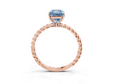 Rose gold Fancy Blue Radiant  Solitaire Twist Band Ring with Four-Prong Setting_71