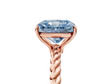 Rose gold Fancy Blue Radiant  Solitaire Twist Band Ring with Four-Prong Setting_73