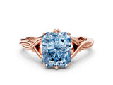 Rose gold Fancy Blue Radiant  Solitaire Twist Band Six-Prong Setting 1