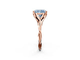 Rose gold Fancy Blue Radiant  Solitaire Twist Band Six-Prong Setting 3