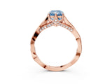 Rose gold Fancy Blue Radiant  Solitaire Twist Band Six-Prong Setting 4