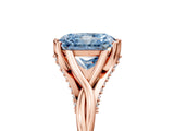 Rose gold Fancy Blue Radiant  Solitaire Twist Band Six-Prong Setting