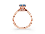 Rose gold Fancy Blue Radiant  Solitaire Twist Band with Leaf Prong Setting 3