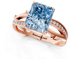 Rose gold Fancy Blue Radiant  Solitaire Twist Band with Pavé Accents and Four-Prong Setting_21