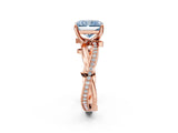 Rose gold Fancy Blue Radiant  Solitaire Twist Band with Pavé Accents and Four-Prong Setting_22