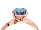 Rose gold Fancy Blue Radiant  Solitaire Twist Band with Pavé Accents and Four-Prong Setting_24