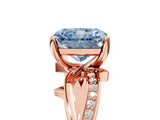 Rose gold Fancy Blue Radiant  Solitaire Twist Band with Pavé Accents and Four-Prong Setting_25