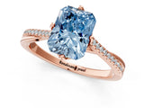 Rose gold Fancy Blue Radiant  Solitaire Twist Band with Pavé Diamonds and Four-Prong Setting_54