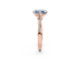 Rose gold Fancy Blue Radiant  Solitaire Twist Band with Pavé Diamonds and Four-Prong Setting_55