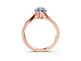 Rose gold Fancy Blue Radiant  Solitaire Twist Band with Pavé Diamonds and Four-Prong Setting_56