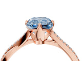 Rose gold Fancy Blue Radiant  Solitaire Twist Band with Pavé Diamonds and Four-Prong Setting_57