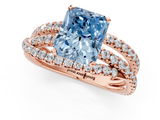 Rose gold Fancy Blue Radiant  Solitaire Twist Band with Pavé Setting and Four-Prong Setting_113
