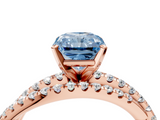 Rose gold Fancy Blue Radiant  Solitaire Twist Band with Pavé Setting and Four-Prong Setting_116