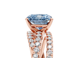 Rose gold Fancy Blue Radiant  Solitaire Twist Band with Pavé Setting and Four-Prong Setting_117