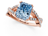 Rose gold Fancy Blue Radiant  Solitaire Twist Band with Pavé Setting and Four-Prong Setting_37