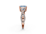 Rose gold Fancy Blue Radiant  Solitaire Twist Band with Pavé Setting and Four-Prong Setting_38