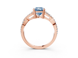 Rose gold Fancy Blue Radiant  Solitaire Twist Band with Pavé Setting and Four-Prong Setting_39