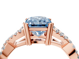 Rose gold Fancy Blue Radiant  Solitaire Twist Band with Pavé Setting and Four-Prong Setting_40