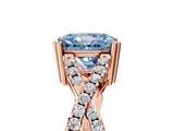 Rose gold Fancy Blue Radiant  Solitaire Twist Band with Pavé Setting and Four-Prong Setting_41