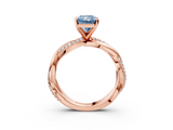 Rose gold Fancy Blue Radiant  Solitaire Twist Band with Pave Prong Setting_46