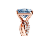 Rose gold Fancy Blue Radiant  Solitaire Twist Band with Pave Prong Setting_48