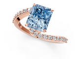 Rose gold Fancy Blue Radiant  Solitaire Twist Band with Pave Set Diamonds and Four-Prong Setting_112