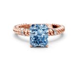 Rose gold Fancy Blue Radiant  Solitaire Twisted Band Prong Set Engagement Ring_60