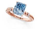 Rose gold Fancy Blue Radiant  Solitaire Twisted Band Prong Set Engagement Ring_61