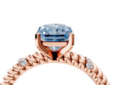 Rose gold Fancy Blue Radiant  Solitaire Twisted Band Prong Set Engagement Ring_64
