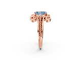 Rose gold Fancy Blue Radiant  Solitaire Twisted Band Scroll Prong Ring_5