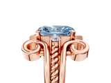 Rose gold Fancy Blue Radiant  Solitaire Twisted Band Scroll Prong Ring_8